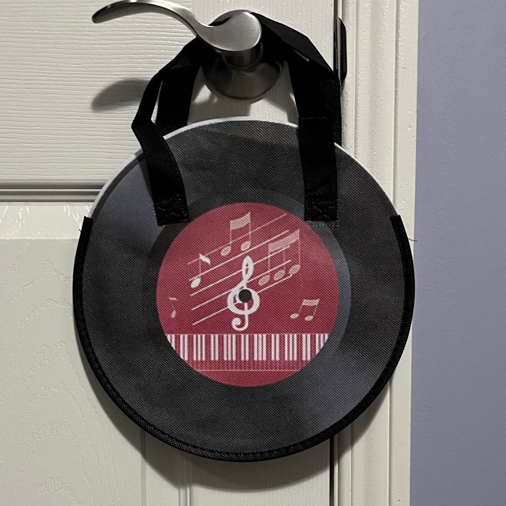 New Tote Bag Black and Red Vinyl Record Music Gift Retro 50s 60s 70s 80s